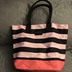 Victoria's Secret Pink and Black Striped Tote Bag